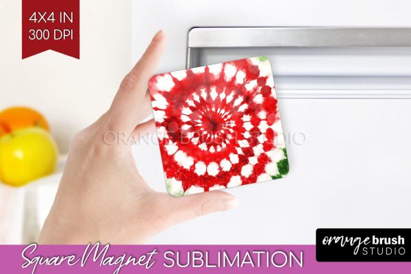 Christmas Tie Dye Magnet Sublimation, Glitter Magnet PNG For Cheap