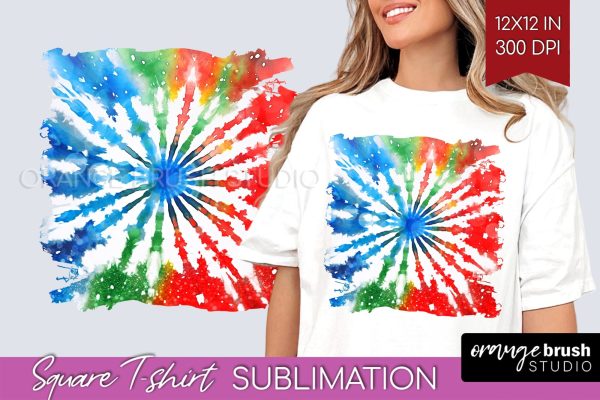 Tie Dye Christmas T shirt Background Square Sublimation Online Hot Sale