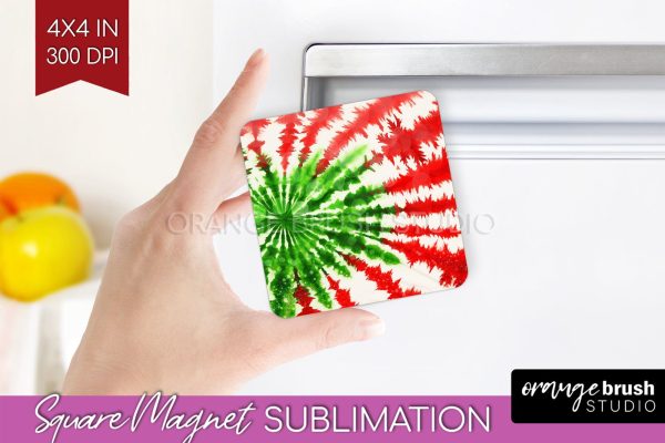 Christmas Tie Dye Magnet Sublimation, Glitter Magnet PNG Supply