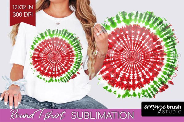 Tie Dye Christmas T shirt Background Round Sublimation Online Sale