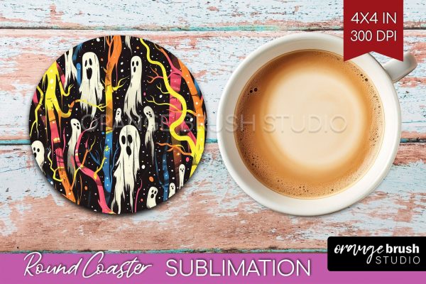 Neon Halloween Coasters - Spooky Round Coaster Sublimation Sale