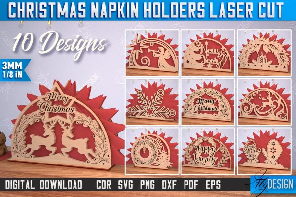 Christmas Napkin Holder Bundle | Holidays | Dining Table Decoration | New Year | Christmas Decorations | CNC Files Fashion