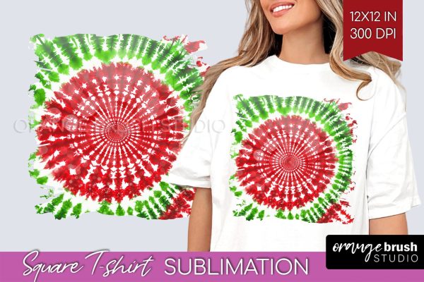 Tie Dye Christmas T shirt Background Square Sublimation Online now