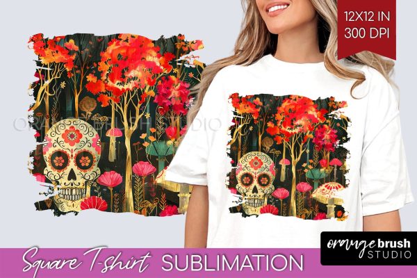 Neon Halloween Pattern, Square Tshirt Sublimation Background Fashion