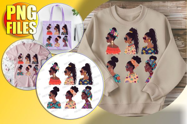 Melanin Beauty Portrait Sublimation PNG Hot on Sale