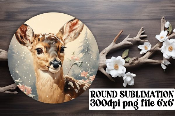 Retro Christmas Pattern Keychain Round Design Sublimation Supply