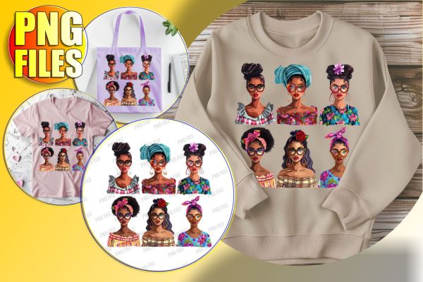 Afro Woman Portrait Sublimation PNG For Sale