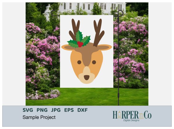 Reindeer Holly SVG PNG Cut EPS File Online now - Image 5