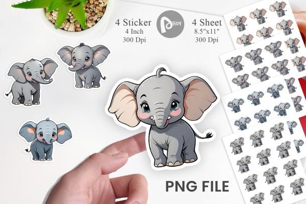 Sticker Cute Elephant For Cheap