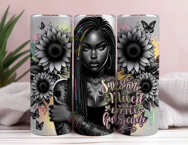 Sunshine Mixed With Hurricane Tumbler Wrap, Sassy Cool Inspirational 20oz Tumbler Sublimation Wrap Design PNG For Sale