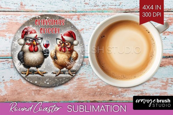 Funny Christmas Round Coaster - Chicken Coaster Sublimation Online now