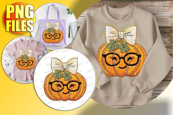 Spooky Pumpkin with Bow for Autumn PNG Sublimation Online Sale