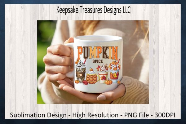 Pumpkin Spice Latte Drinks Fall Sublimation PNG Design Cheap - Image 2