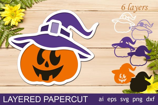 3d Scary pumpkin svg, Jack o lantern, Halloween layered papercut Discount