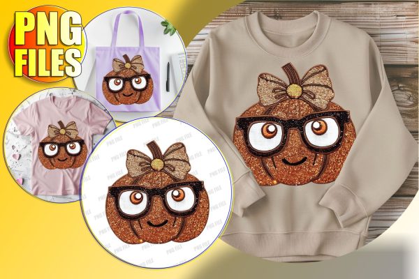 Cozy Pumpkin with Bow Autumn Sublimation PNG Design Supply