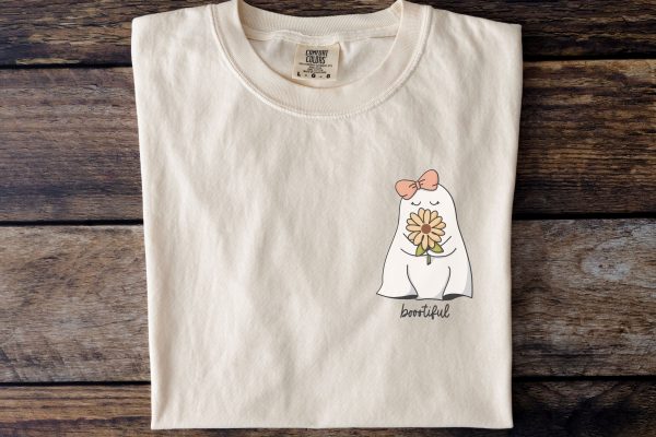 Boootiful Ghost SVG for Cricut, Cute Ghost with Sunflower PNG for Stickers, Sublimation, TShirts, Cute Floral Ghost Halloween Sticker Cheap - Image 5