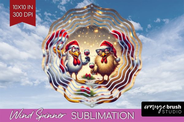 Funny Christmas Wind Spinner PNG - Chicken Wine Sublimation Online