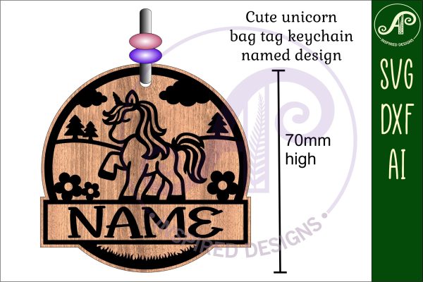 Cute unicorn tag engraved design keychain DIGITAL SVG Online - Image 3