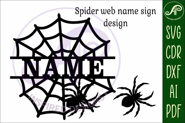 Spider web name sign svg laser cut file Sale - Image 3