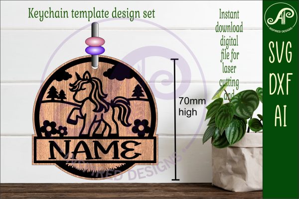 Cute unicorn tag engraved design keychain DIGITAL SVG Online