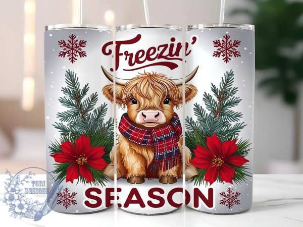 Christmas Cow, Highland Cow, Winter Decor, Tumbler PNG, Sublimation Art, Holiday Gift, Cute Cow, Digital Download Hot on Sale