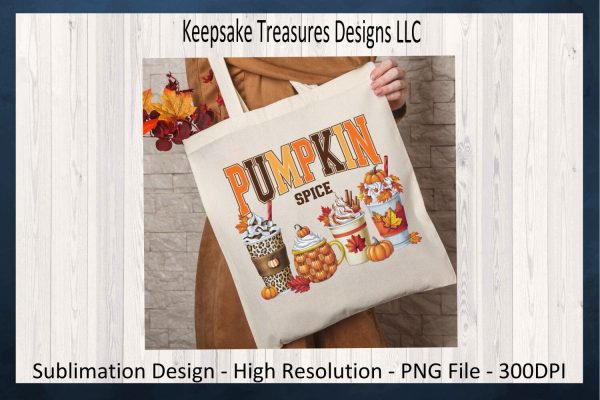 Pumpkin Spice Latte Drinks Fall Sublimation PNG Design Cheap - Image 4