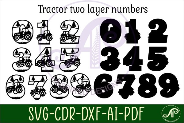 Tractor numbers two layer wall sign SVG cut files Fashion - Image 2
