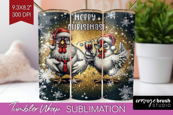 Funny Christmas Tumbler Wrap, Chicken Tumbler Sublimation on Sale