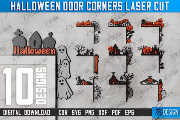 Halloween Door Corners Bundle | Door Sign | Porch Decorating | Wall Décor | CNC Files Online Hot Sale