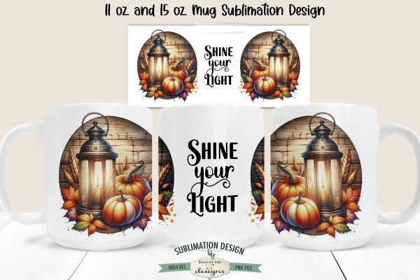 Shine Your Light Pumpkins and Lantern 11 & 15 oz Mug Design Online - Image 2
