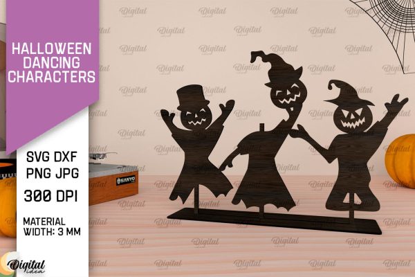 Halloween Dancing Characters Laser Cut. Spooky Halloween SVG Fashion