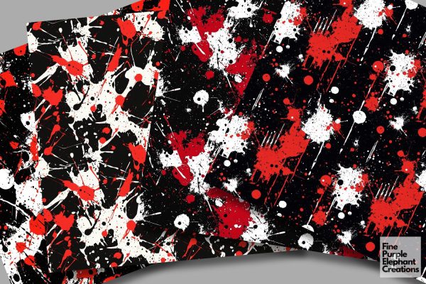 Red Black Abstract Splatter Digital Paper | Blood Halloween Horror Pattern Supply - Image 4