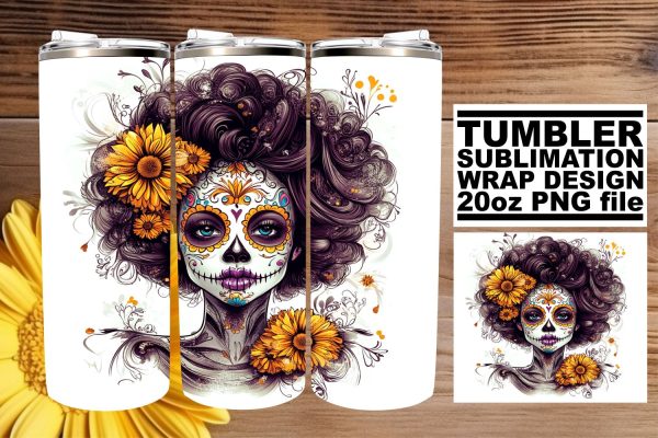 Vibrant Watercolor Day of the Dead – 20oz Tumbler Art Sale