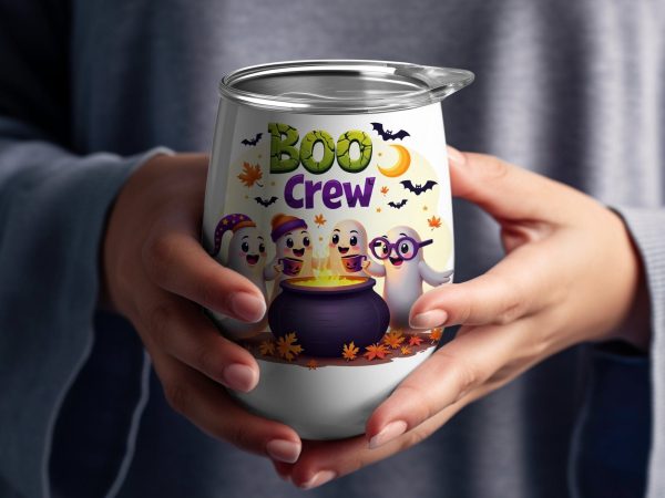 Halloween Boo Crew Sublimation PNG, Cute Ghosts Around Cauldron Online - Image 5
