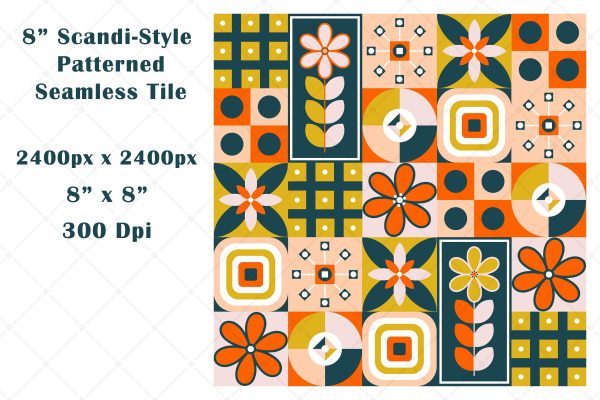 Colorful Scandi Style Seamless Repeating Patterned Tile For Cheap