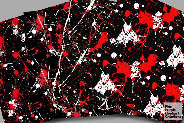 Red Black Abstract Splatter Digital Paper | Blood Halloween Horror Pattern Supply - Image 2