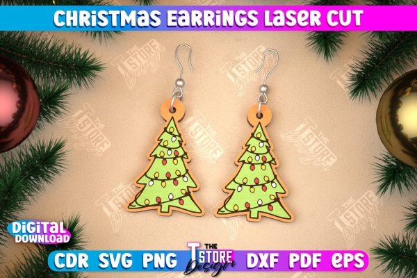 Christmas Earrings | Jewelry Design | Christmas Gift Idea | CNC File on Sale