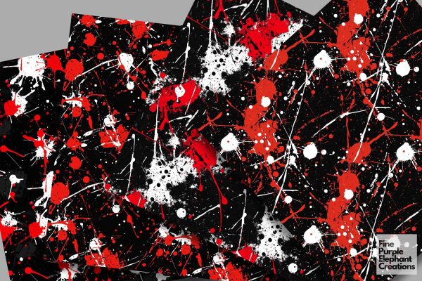 Red Black Abstract Splatter Digital Paper | Blood Halloween Horror Pattern Supply - Image 3