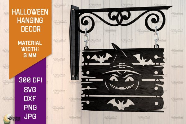 Halloween Hanging Decor Laser Cut. Spooky Halloween SVG Supply