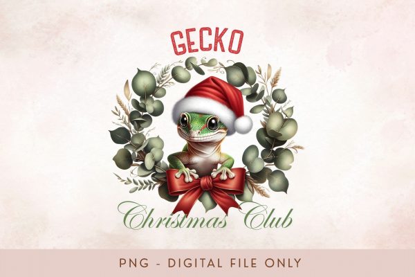 Gecko Christmas Club PNG - Cute Pet Holiday Design For Cheap