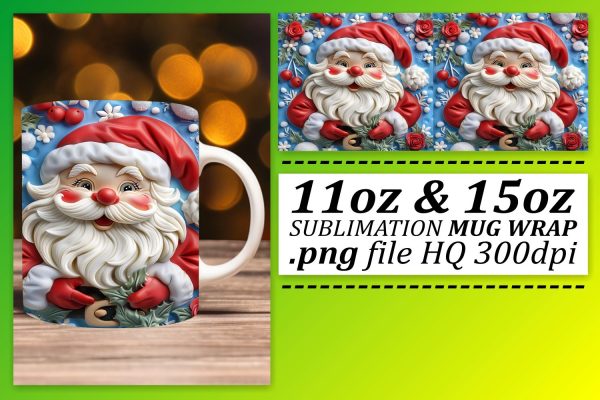 Winter 3D Santa Claus Wrap 11oz 15oz Holiday Mug Sale