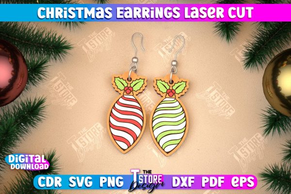 Christmas Earrings | Jewelry Design | Christmas Gift Idea | CNC File Supply