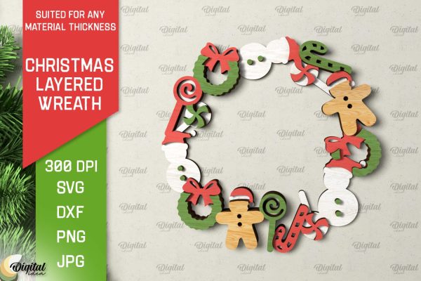 Christmas Wreath Door Sign Laser Cut. Christmas Decor SVG Hot on Sale