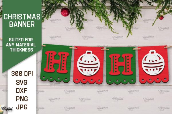 Christmas Banners Laser Cut Bundle. Christmas Decoration SVG Discount - Image 4