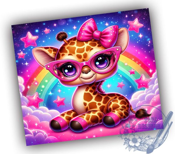 Cute Giraffe 20oz Skinny Tumbler PNG, Baby Giraffe Tumbler Wrap, Sublimation Design, Straight & Tapered Tumbler Wrap, Instant Digital Download Online - Image 2