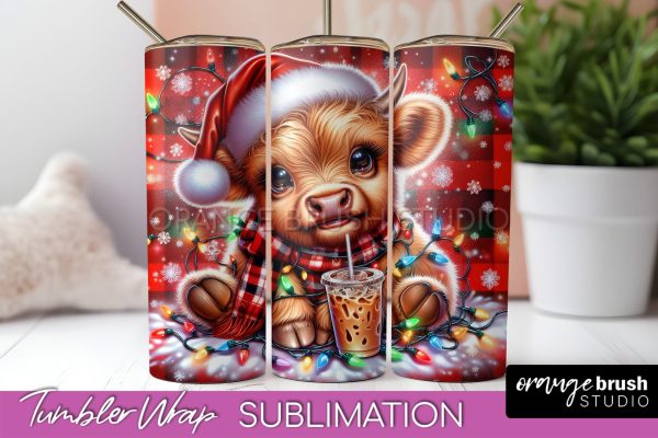 Christmas Tumbler Wrap, Highland Cow Tumbler Sublimation For Cheap
