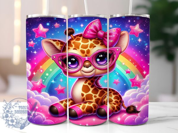 Cute Giraffe 20oz Skinny Tumbler PNG, Baby Giraffe Tumbler Wrap, Sublimation Design, Straight & Tapered Tumbler Wrap, Instant Digital Download Online