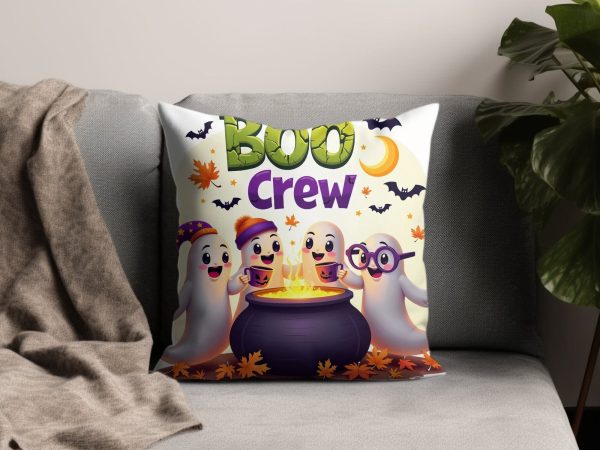 Halloween Boo Crew Sublimation PNG, Cute Ghosts Around Cauldron Online - Image 4