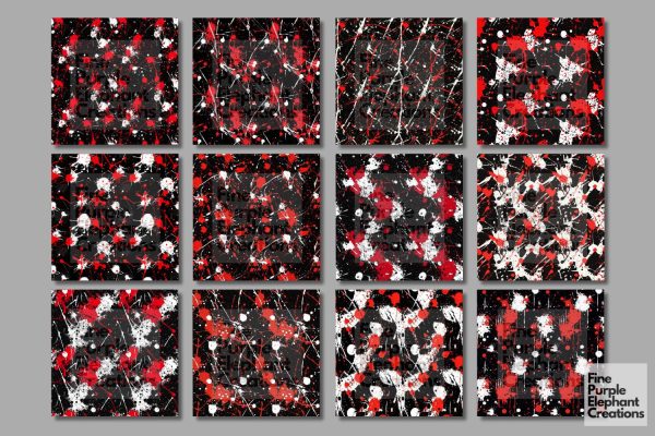 Red Black Abstract Splatter Digital Paper | Blood Halloween Horror Pattern Supply - Image 5