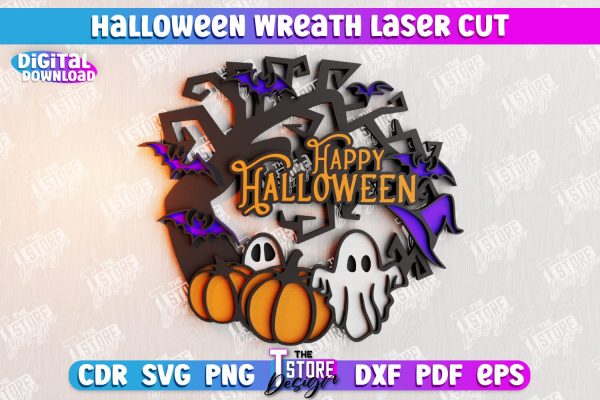 Halloween Wreath Bundle | Door Sign | Porch Decorating | Wall Décor | CNC Files Cheap - Image 4